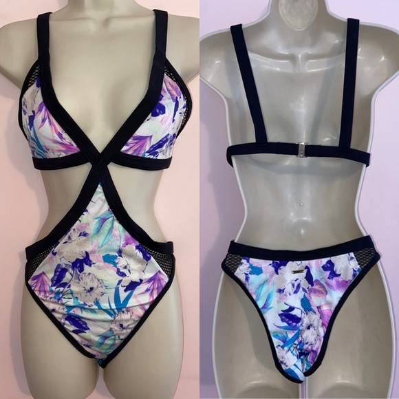 Victoria’s Secret Floral Fishnet Monokini Swimsuit - Picture 1 of 9